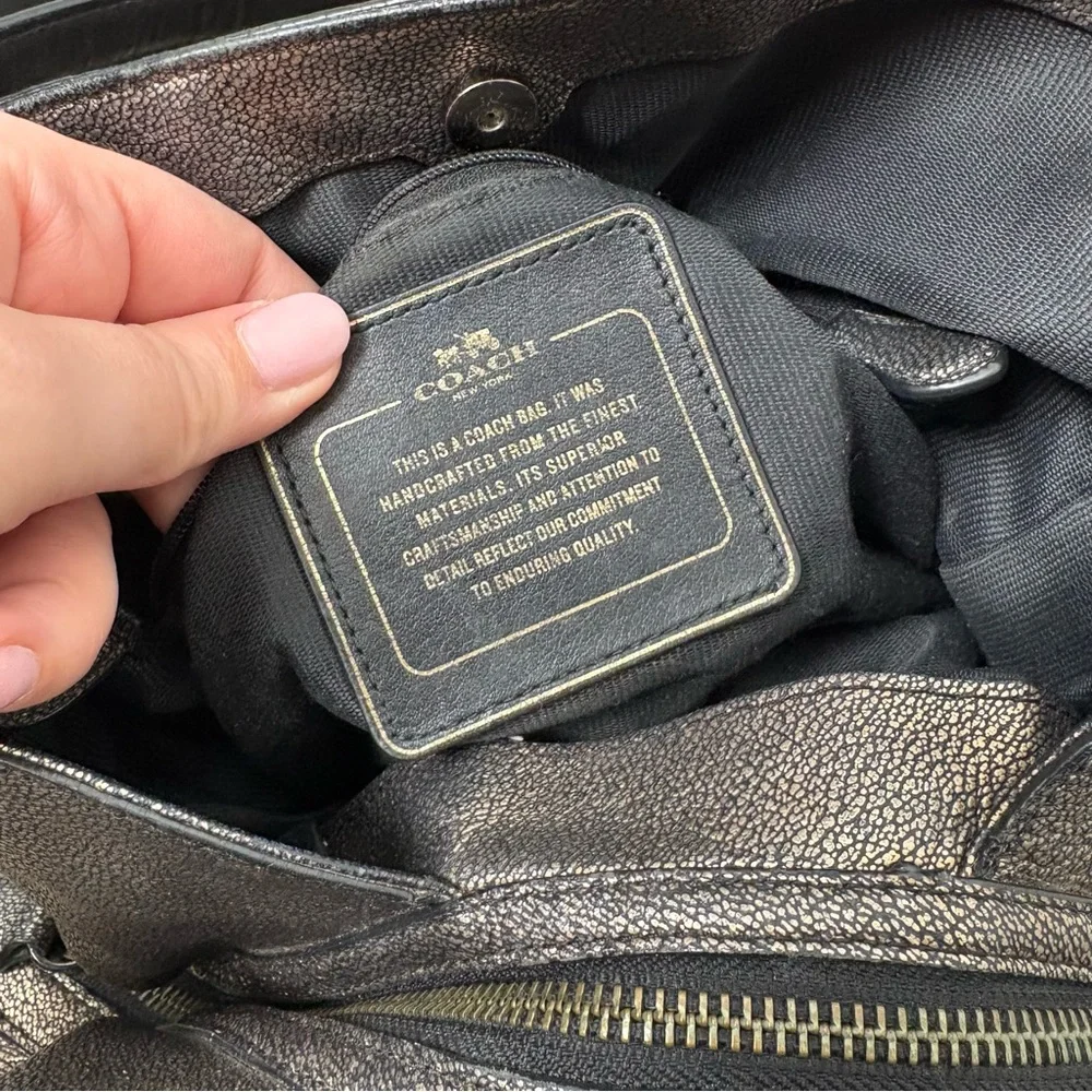 Coach Edie Metallic Gold Pebbled Shoulder Bag